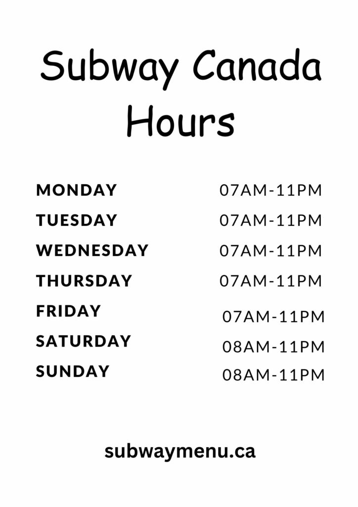 subway canada hours